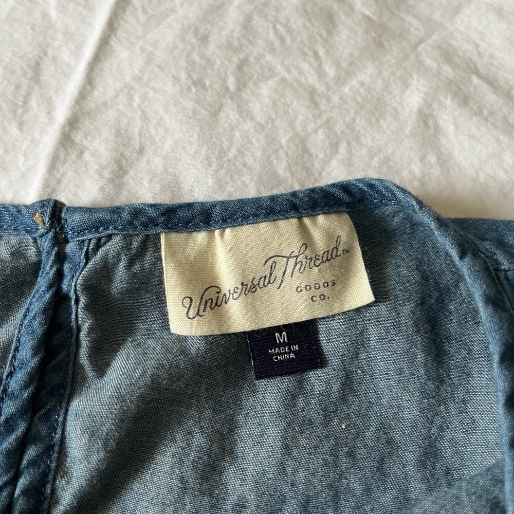 Chambray Long Sleeve Peplum Top Universal Thread M - Picture 3 of 8